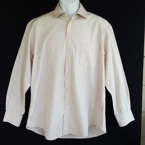 Michelson's of London Men's XL Tan Shirt Button Front Long Sleeve Pocket Cotton